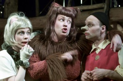 Anna-Maria, Maud Tretom och Jan Nilson i barnoperan Pinocchio